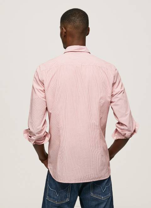 muškarci studio crvena percy košulja od poplina na bengalske pruge Pepe Jeans JZ8H1074