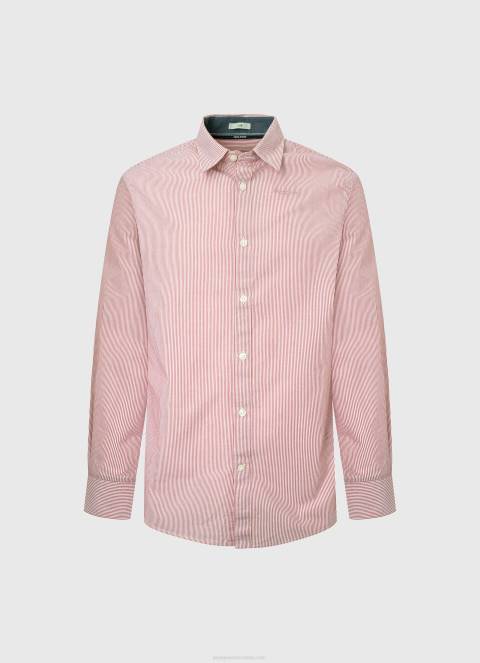 muškarci studio crvena percy košulja od poplina na bengalske pruge Pepe Jeans JZ8H1074