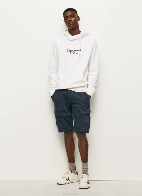 muškarci bijela džemper s logotipom visoke gustoće Pepe Jeans JZ8H903