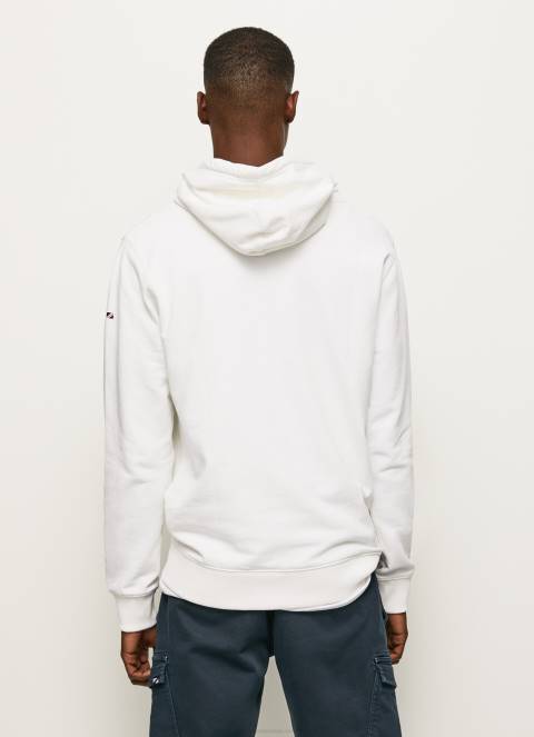 muškarci bijela džemper s logotipom visoke gustoće Pepe Jeans JZ8H903