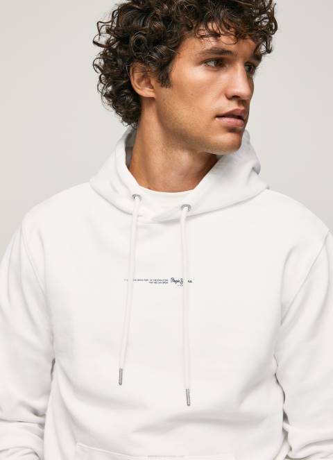 muškarci bijela pamučni džemper s kapuljačom Pepe Jeans JZ8H910
