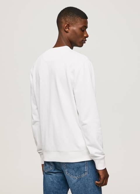 muškarci bijela pamučni džemper s otisnutim logotipom Pepe Jeans JZ8H880