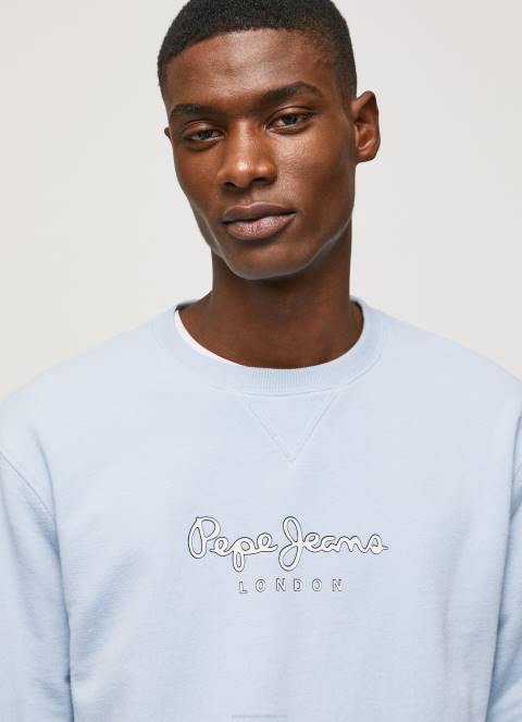 muškarci bjelilo plavo pamučni džemper s otisnutim logotipom Pepe Jeans JZ8H876