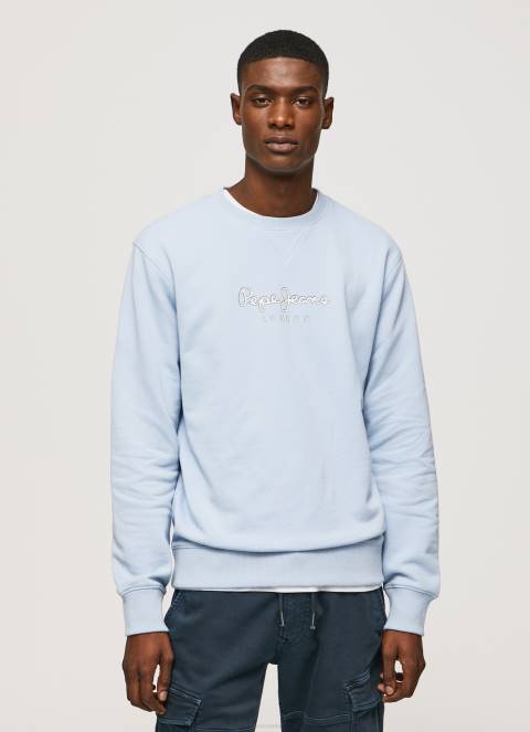 muškarci bjelilo plavo pamučni džemper s otisnutim logotipom Pepe Jeans JZ8H876