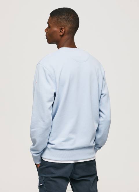 muškarci bjelilo plavo pamučni džemper s otisnutim logotipom Pepe Jeans JZ8H876