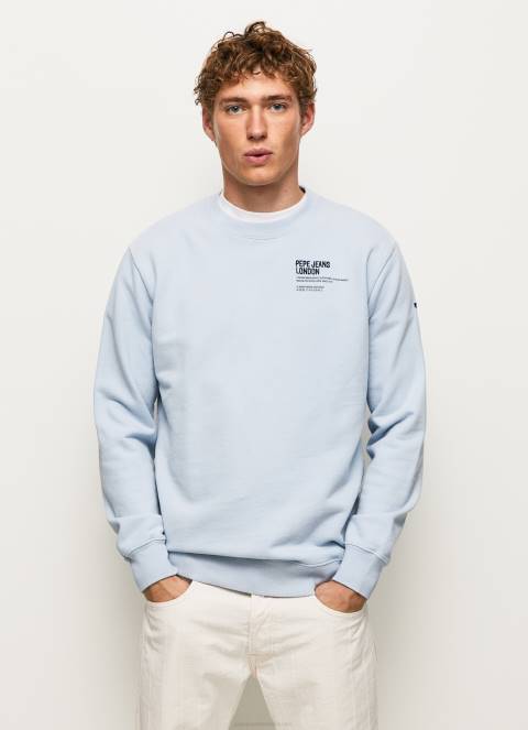 muškarci bjelilo plavo pamučni džemper sa zaobljenim ovratnikom Pepe Jeans JZ8H869