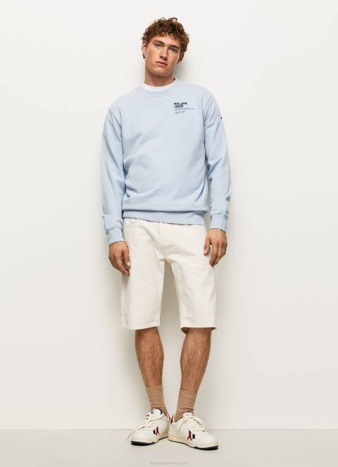 muškarci bjelilo plavo pamučni džemper sa zaobljenim ovratnikom Pepe Jeans JZ8H869