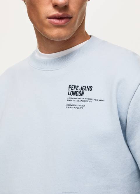 muškarci bjelilo plavo pamučni džemper sa zaobljenim ovratnikom Pepe Jeans JZ8H869