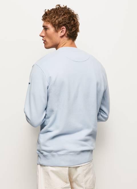 muškarci bjelilo plavo pamučni džemper sa zaobljenim ovratnikom Pepe Jeans JZ8H869