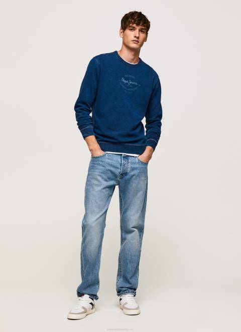 muškarci indigo pamučni džemper sa zaobljenim ovratnikom Pepe Jeans JZ8H868