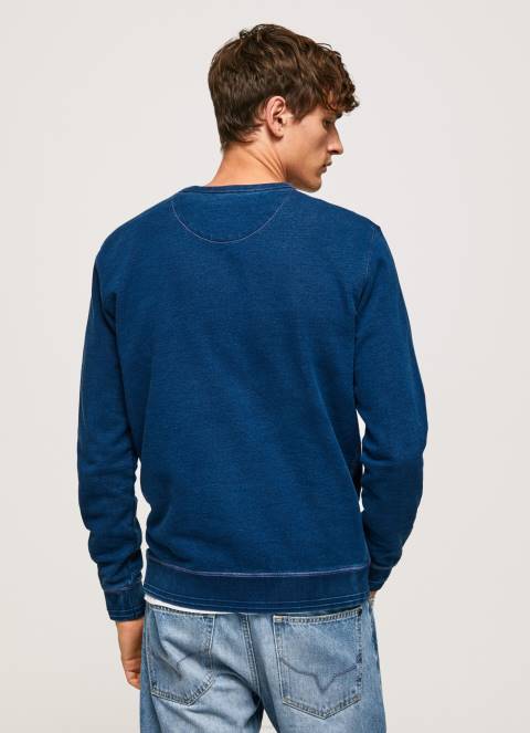 muškarci indigo pamučni džemper sa zaobljenim ovratnikom Pepe Jeans JZ8H868