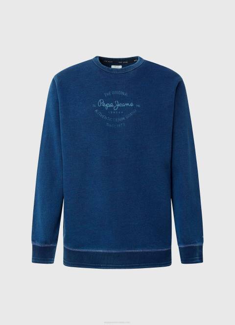 muškarci indigo pamučni džemper sa zaobljenim ovratnikom Pepe Jeans JZ8H868