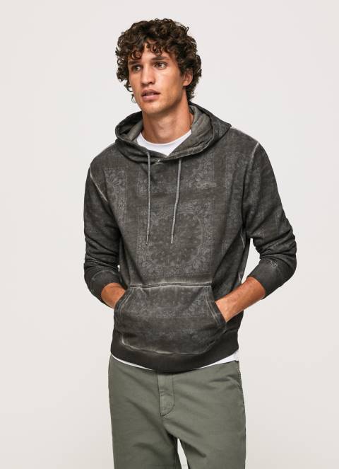 muškarci isprano crno bandana pamučni džemper Pepe Jeans JZ8H893