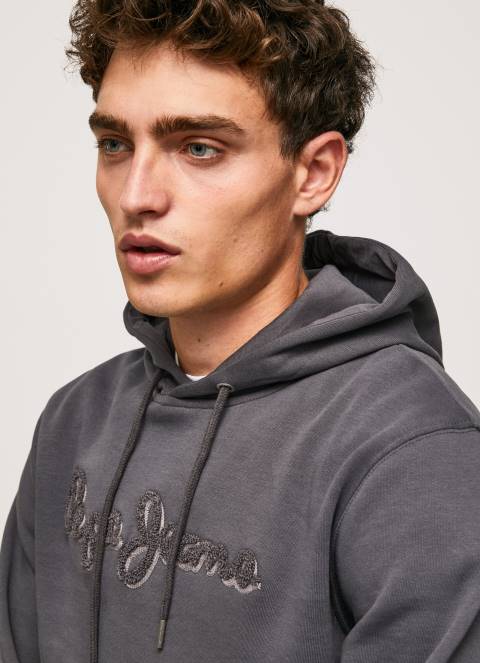 muškarci isprano crno pamučna majica s kapuljačom Pepe Jeans JZ8H875