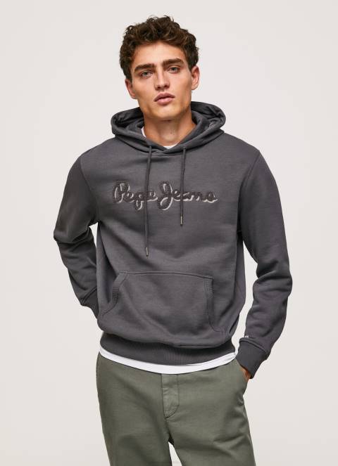 muškarci isprano crno pamučna majica s kapuljačom Pepe Jeans JZ8H875