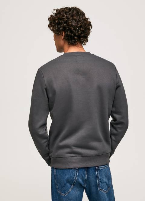 muškarci isprano crno pamučni džemper s izvezenim logotipom Pepe Jeans JZ8H872