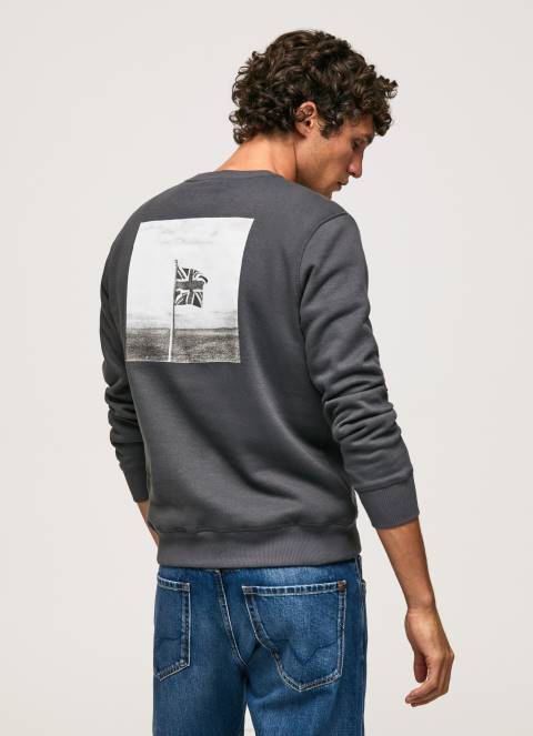 muškarci isprano crno skakač za ispis fotografija Pepe Jeans JZ8H885