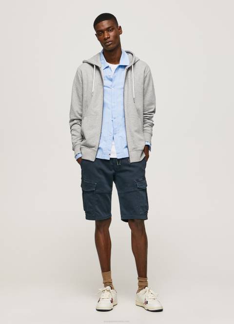 muškarci sivi lapor džemper s patentnim zatvaračem s printom logotipa Pepe Jeans JZ8H883