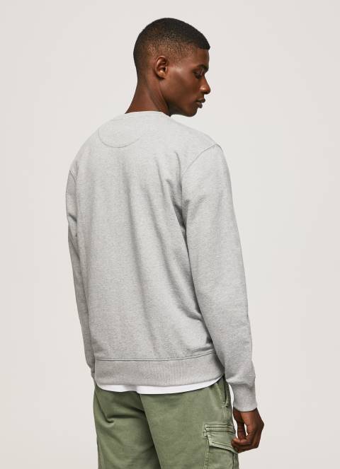 muškarci sivi lapor pamučni džemper s otisnutim logotipom Pepe Jeans JZ8H895