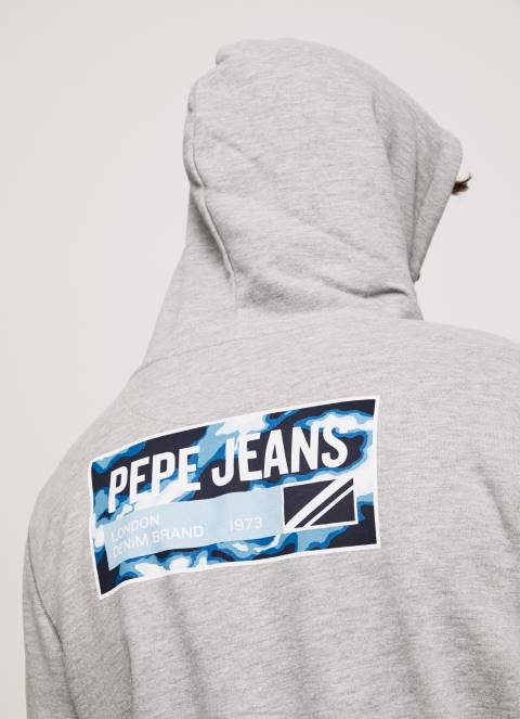 muškarci sivi lapor podesiva pamučna majica s kapuljačom Pepe Jeans JZ8H896