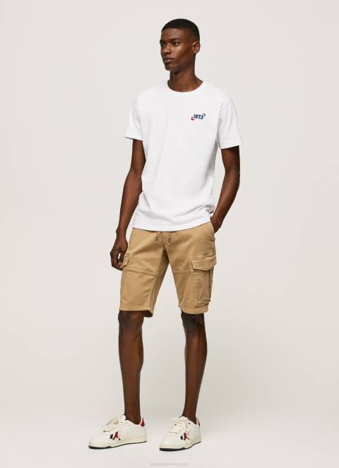 muškarci bijela Pamučna majica s logotipom iz 1973 Pepe Jeans JZ8H950