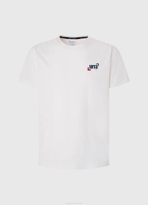 muškarci bijela Pamučna majica s logotipom iz 1973 Pepe Jeans JZ8H950