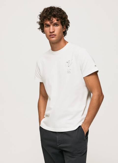 muškarci bijela isprana i ofarbana pamučna majica Pepe Jeans JZ8H942