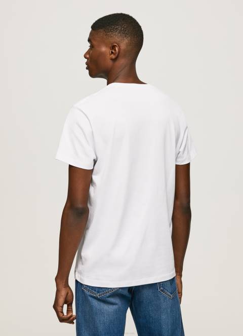 muškarci bijela logotip zastave i majica s vijorećom zastavom Pepe Jeans JZ8H1014