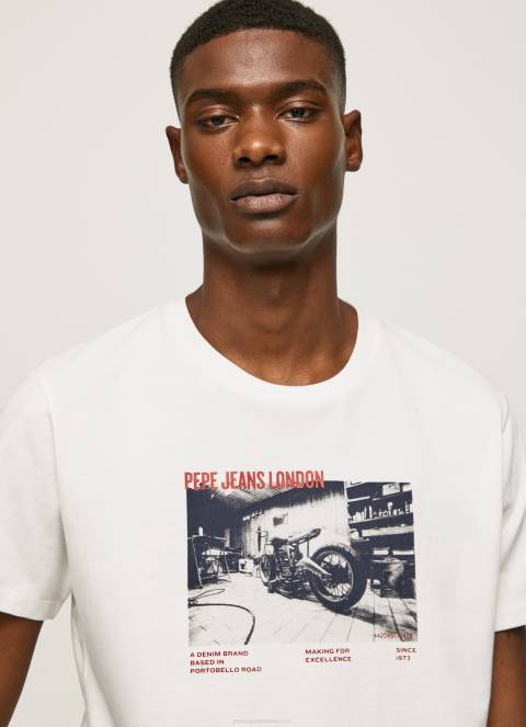 muškarci bijela majica s printom fotografija Pepe Jeans JZ8H955