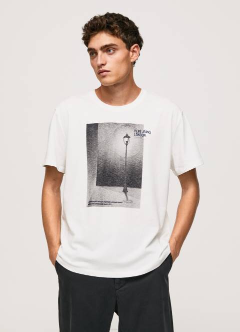 muškarci bijela majica s printom fotografija Pepe Jeans JZ8H958