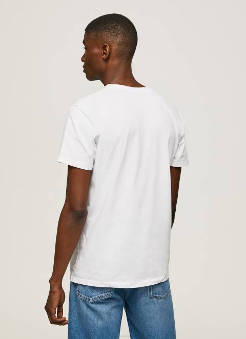 muškarci bijela majica s printom logotipa Pepe Jeans JZ8H970