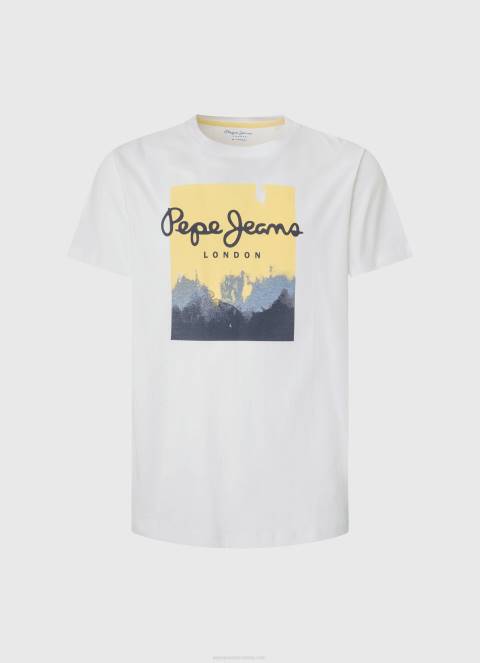 muškarci bijela majica s printom logotipa Pepe Jeans JZ8H974