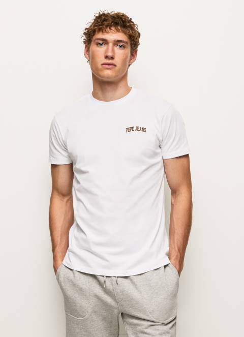 muškarci bijela majica s printom logotipa Pepe Jeans JZ8H978