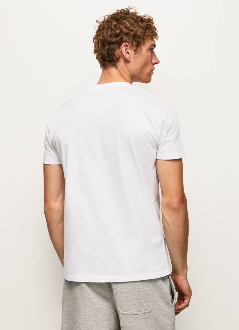 muškarci bijela majica s printom logotipa Pepe Jeans JZ8H978