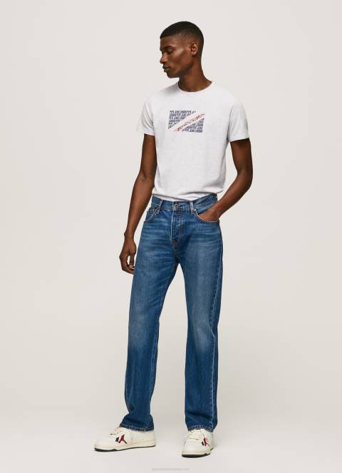 muškarci bijela majica s printom mramornog logotipa Pepe Jeans JZ8H987