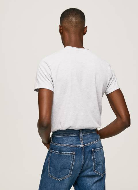 muškarci bijela majica s printom mramornog logotipa Pepe Jeans JZ8H987