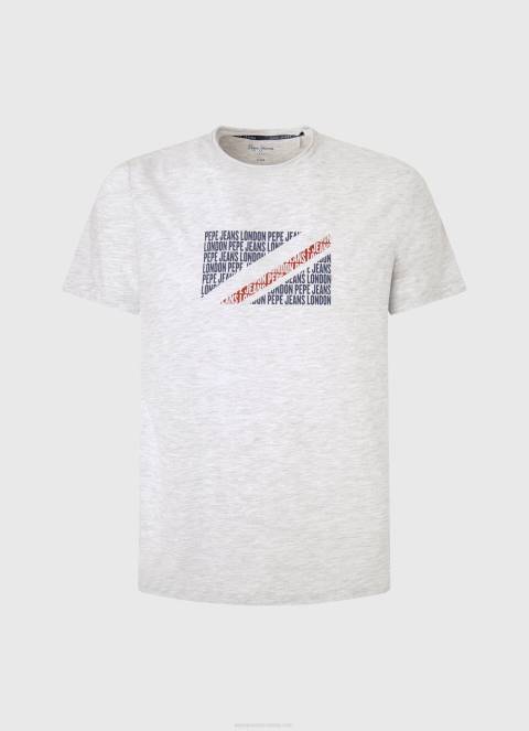 muškarci bijela majica s printom mramornog logotipa Pepe Jeans JZ8H987