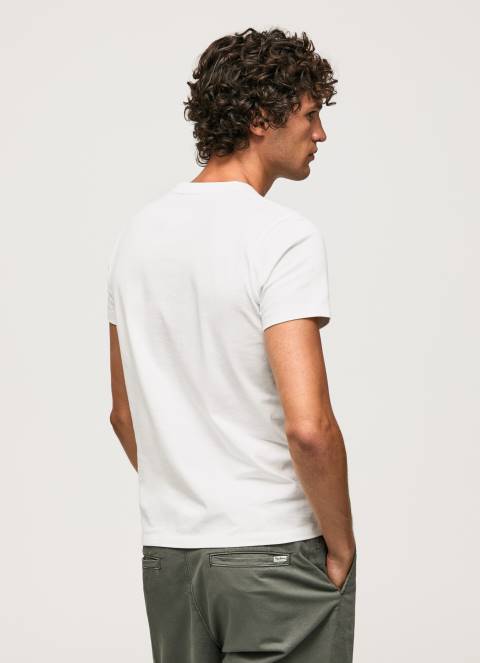 muškarci bijela pamučna grafička majica Pepe Jeans JZ8H940