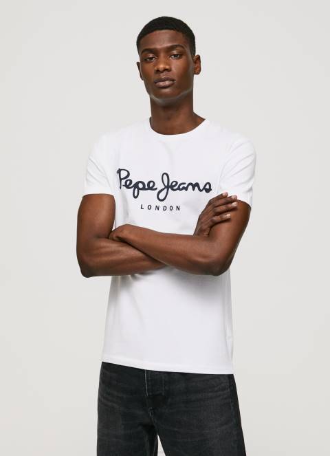 muškarci bijela pamučna majica kratkih rukava Pepe Jeans JZ8H1002