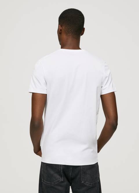 muškarci bijela pamučna majica kratkih rukava Pepe Jeans JZ8H1002