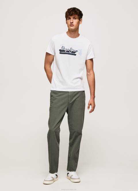 muškarci bijela pamučna majica s logotipom kistova Pepe Jeans JZ8H930