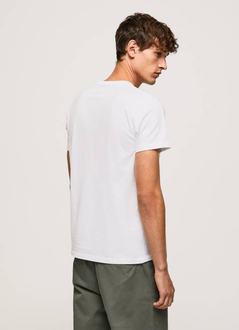 muškarci bijela pamučna majica s logotipom kistova Pepe Jeans JZ8H930