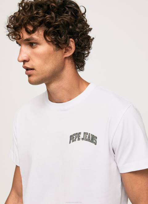 muškarci bijela pamučna majica s logotipom visoke gustoće Pepe Jeans JZ8H919