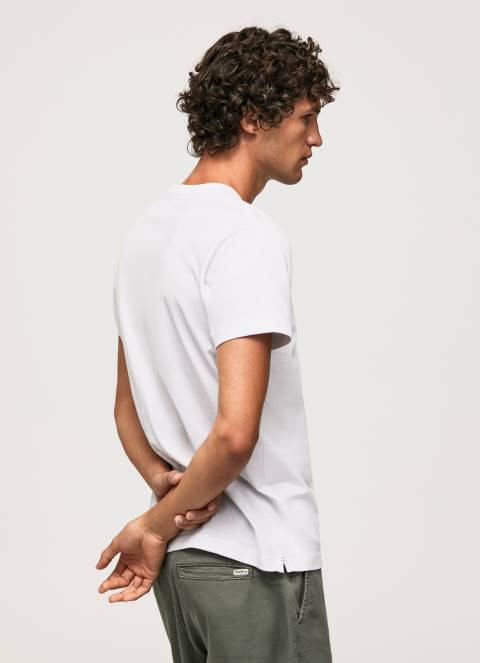 muškarci bijela pamučna majica s logotipom visoke gustoće Pepe Jeans JZ8H919