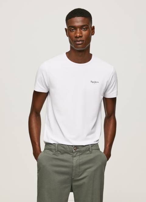 muškarci bijela pamučna majica s otisnutim logotipom Pepe Jeans JZ8H1011