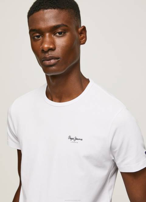 muškarci bijela pamučna majica s otisnutim logotipom Pepe Jeans JZ8H1011