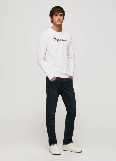 muškarci bijela pamučna majica s otisnutim logotipom Pepe Jeans JZ8H1018