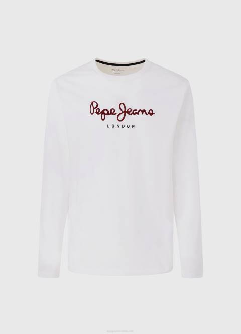 muškarci bijela pamučna majica s otisnutim logotipom Pepe Jeans JZ8H1018