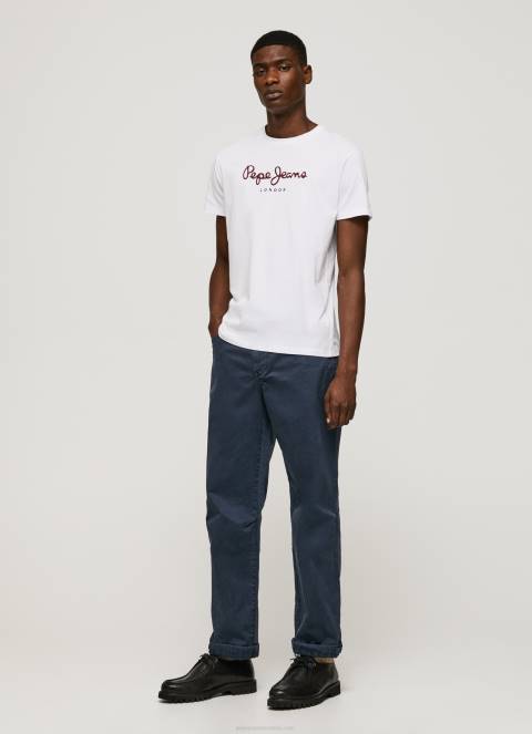 muškarci bijela pamučna majica s otisnutim logotipom Pepe Jeans JZ8H998