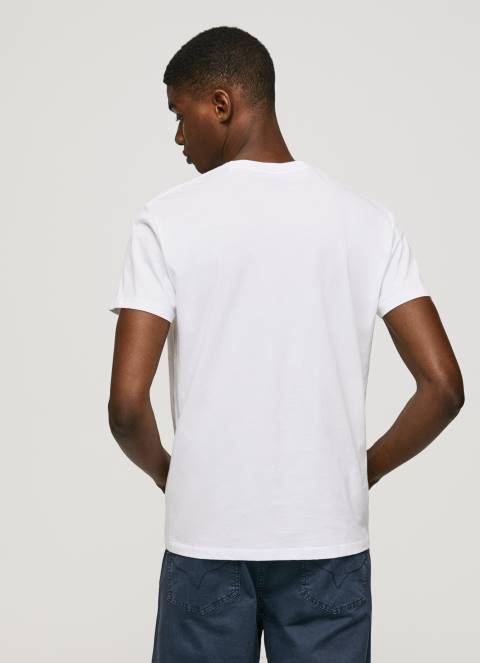 muškarci bijela pamučna majica s otisnutim logotipom Pepe Jeans JZ8H998